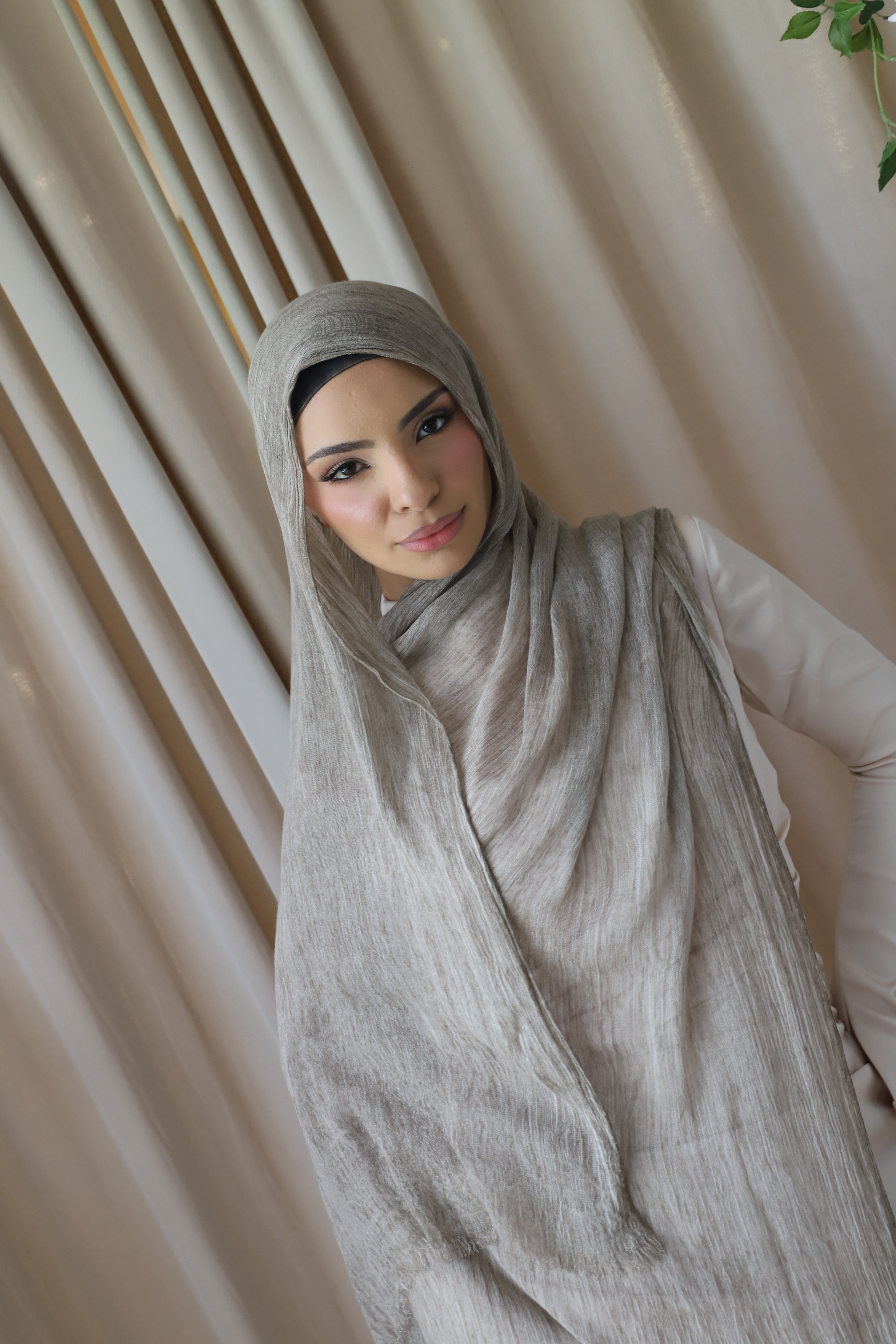 Soft Taupe Crinkle scarf